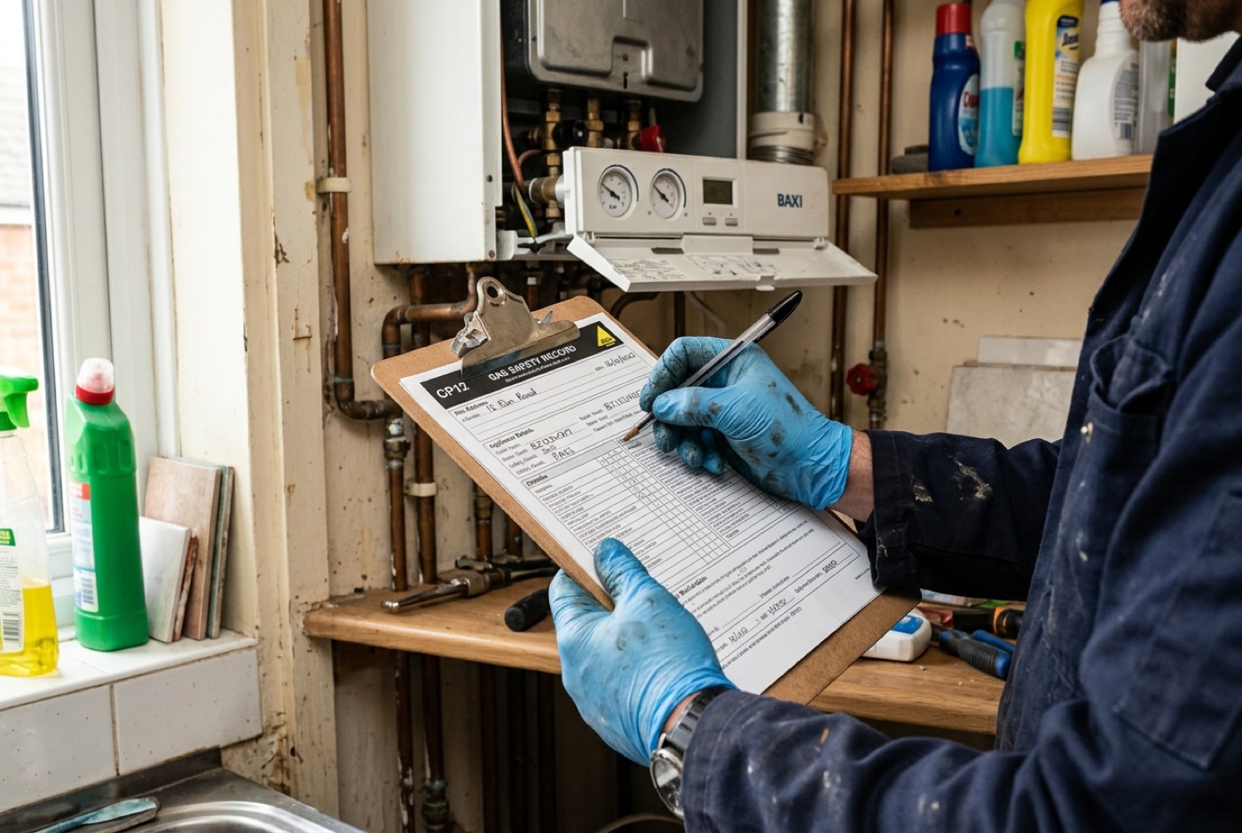 A completed CP12 Landlord Gas Safety Record certificate
